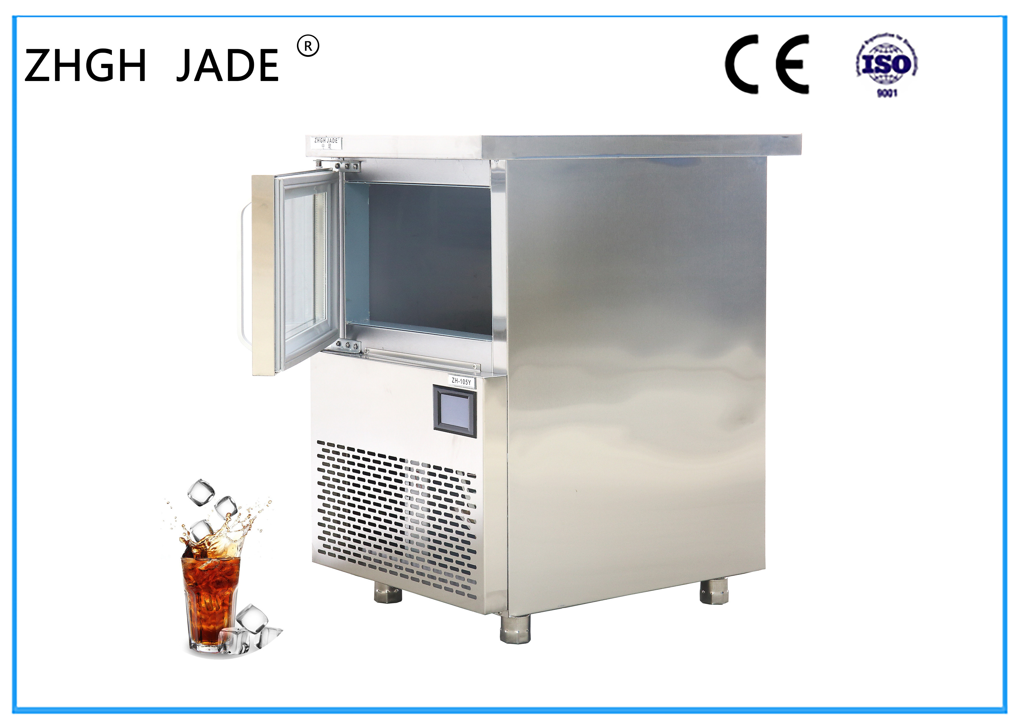 LED Blue Light disinfecting Ice Cube Maker Machine with SS304 Shell