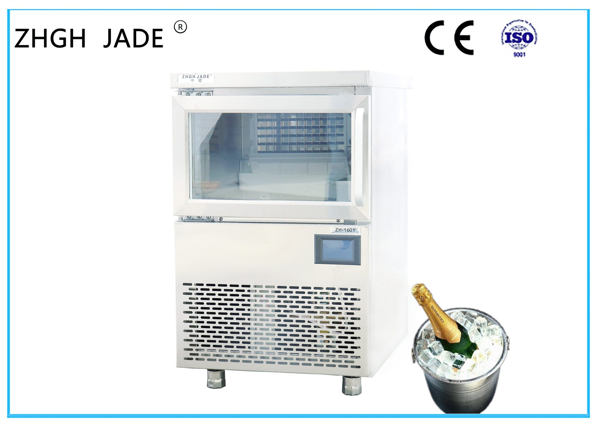 70kgs Daily Output Square Ice Machine with Blue Light for Coffee Shop