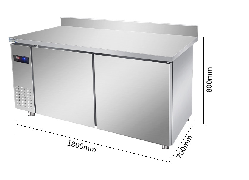ISO9001 2 Doors Leakproof Workbench Commercial Restaurant Refrigerator