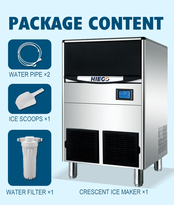 100KG/24Hr Crescent Ice Machine R404 45kg Clear Ice Making Machine For Commercial 9