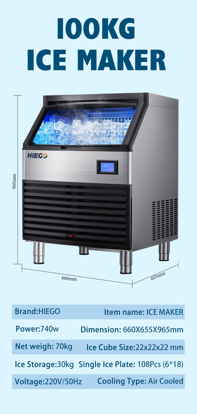35kg Fully Automatic Ice Machine 100kg Refrigerator Ice Maker Air Cooling 8