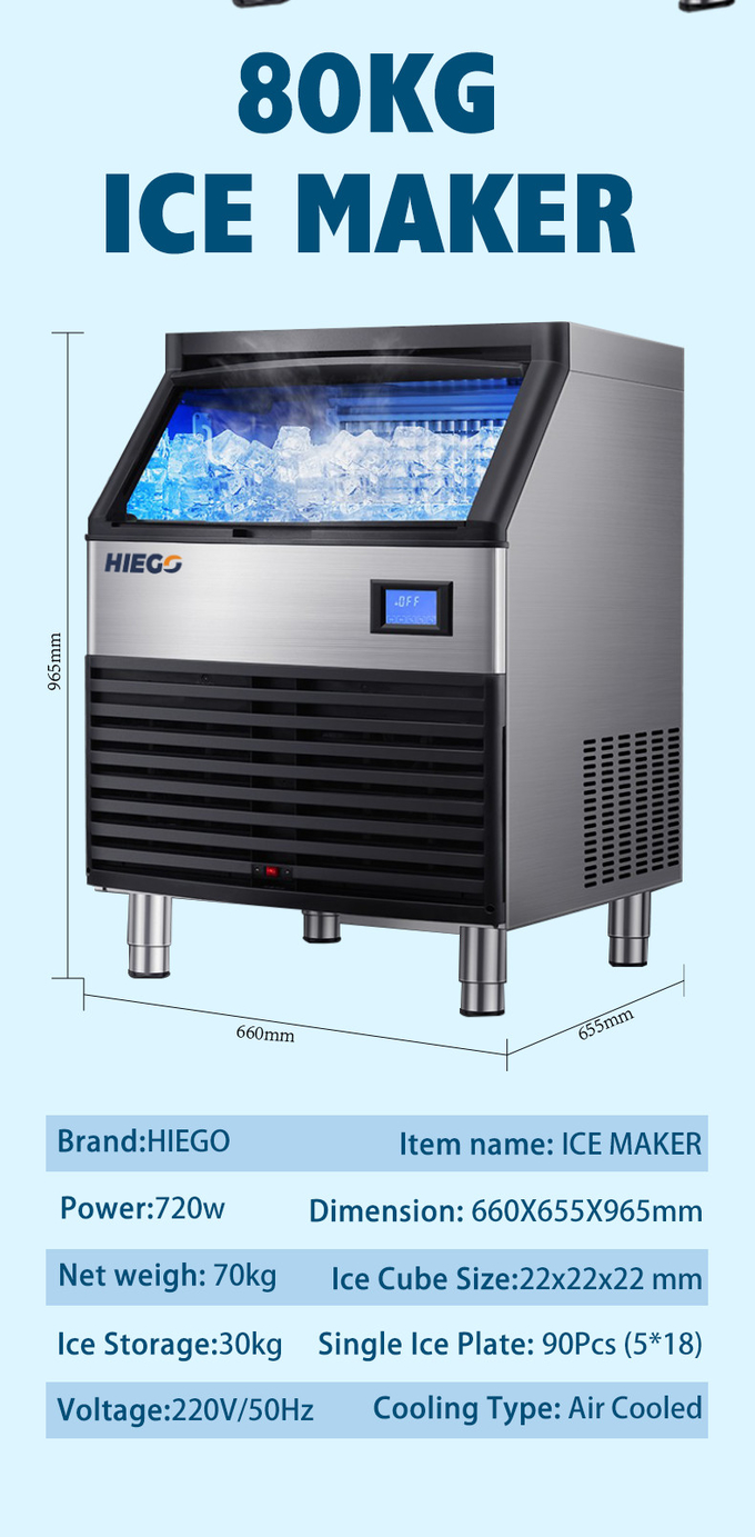 High Yield & Food-Grade 80.90kg Ice Cubes Maker Machine Full-Automatic 120KG 100KG Ice Maker 0
