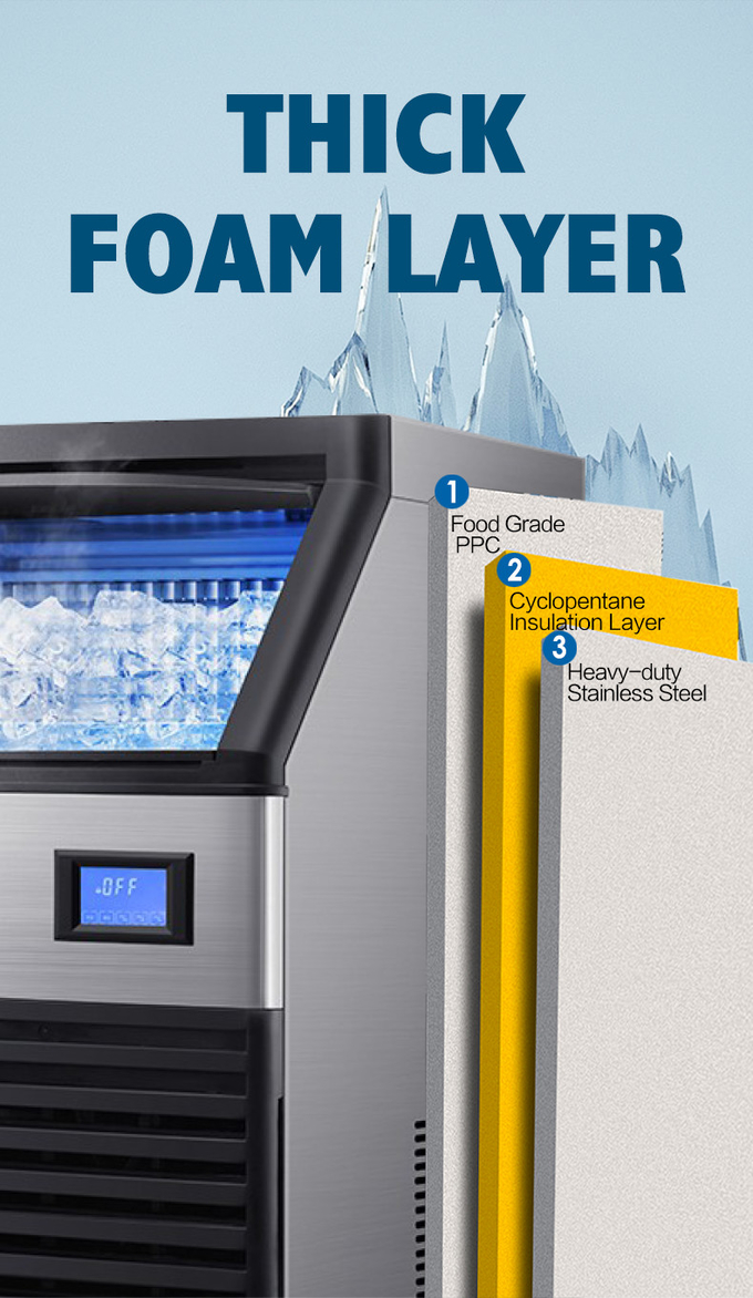 Free Standing 80.90kg Ice Cubes Maker Machine Full-Automatic 120KG 100KG Ice Maker 1