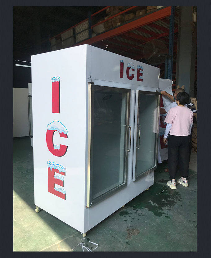 Double Doors Ice Storage Freezer Merchandiser For Outdoor 1841L 0