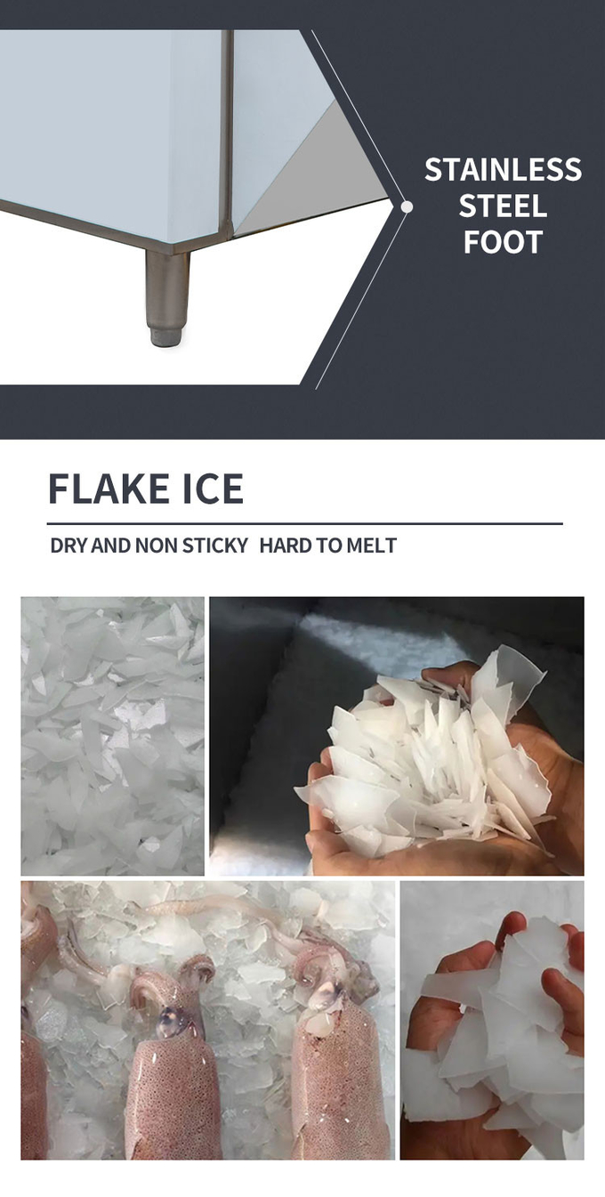 Stainless Steel Geneglace Flake Ice Machine 1 Ton Frosty Snow Cone Machine Air Cooling 3