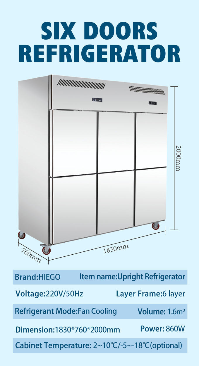 500L Commercial Upright Refrigerator For Hotel Restaurant Kitchen Equipment 10
