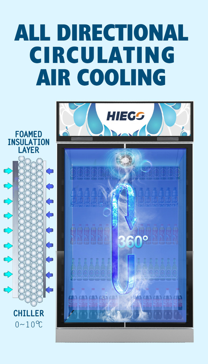 Air Cooling Upright 2 Glass Door Display Chiller 800L Digital Temperature Control 5