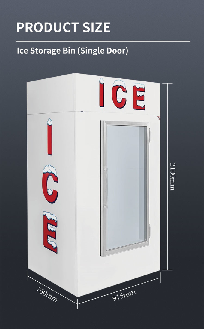 Defrost Auto Cold Wall Outdoor Ice Merchandiser Glass Ice Cream Cabinet Stainless Steel 6