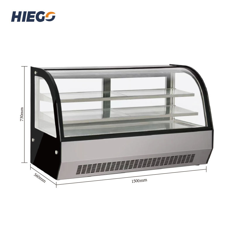 Commercial Curved Refrigerated Cake Display Case Bakery Cooling Showcase For Supermarket