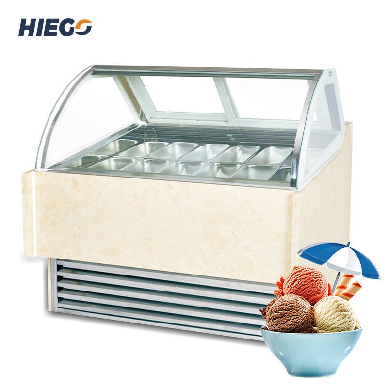 Baked Pastry Ice Cream Cone Display Case Stand Alone R404a Commercial Ice Cream Cabinet
