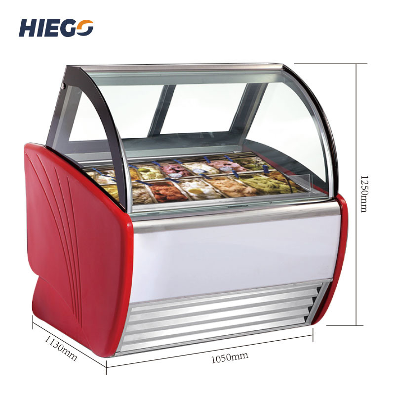 Commercial Countertop Ice Cream Dipping Freezer 16 Pans Gelato Display Case