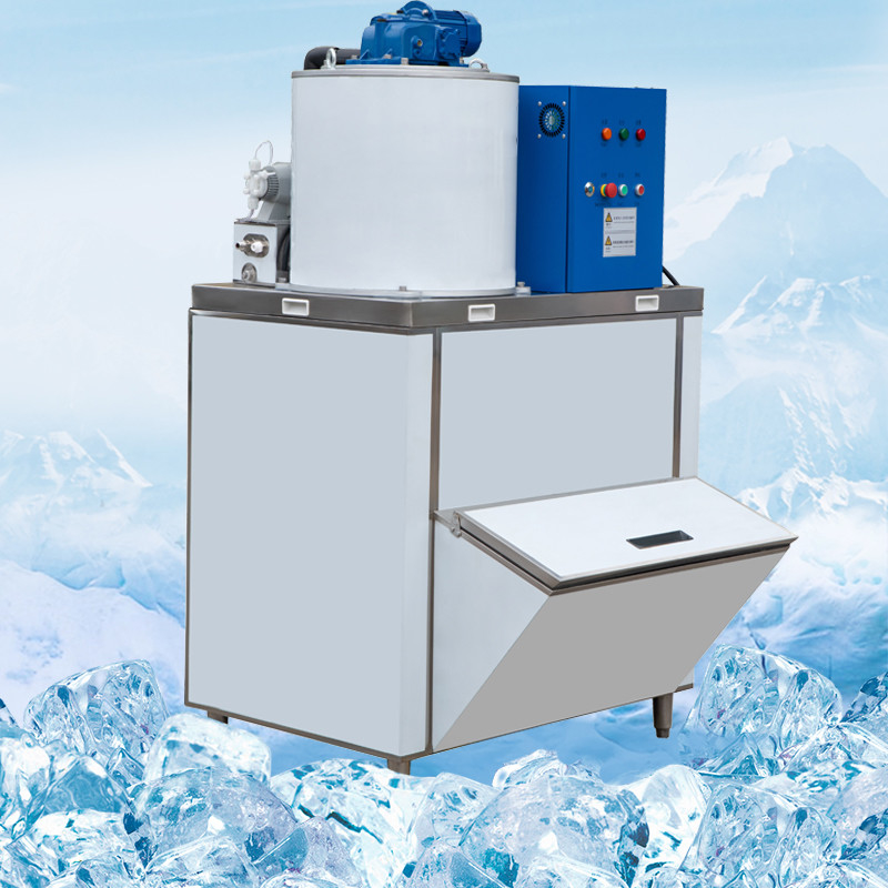 300kg/24h Seawater Flake Ice Machine Commercial Stainless Steel Frozen Snow Cone Maker