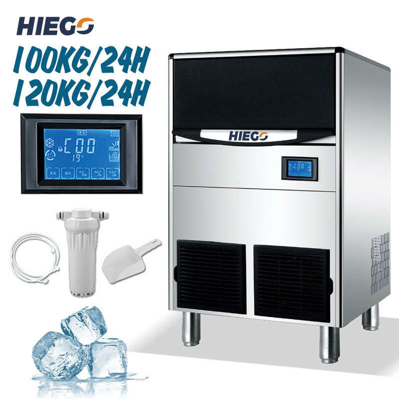 100KG Barrel Ice Maker R404a Commercial Ice Cube Machine Air Cooling