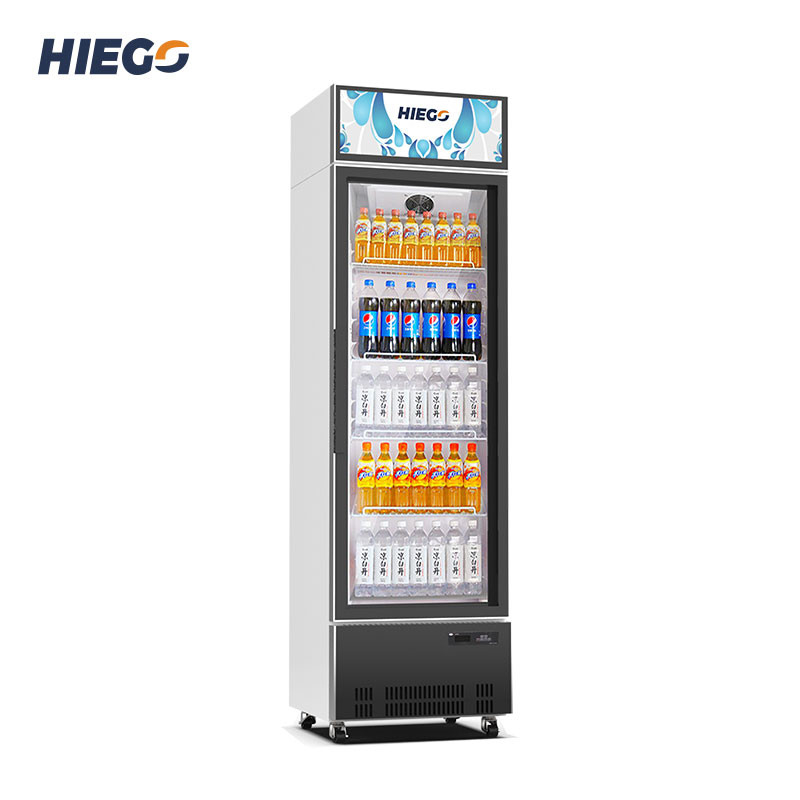 368L Single Glass Door Display Chiller Upright Refrigerated Vertical Freezer
