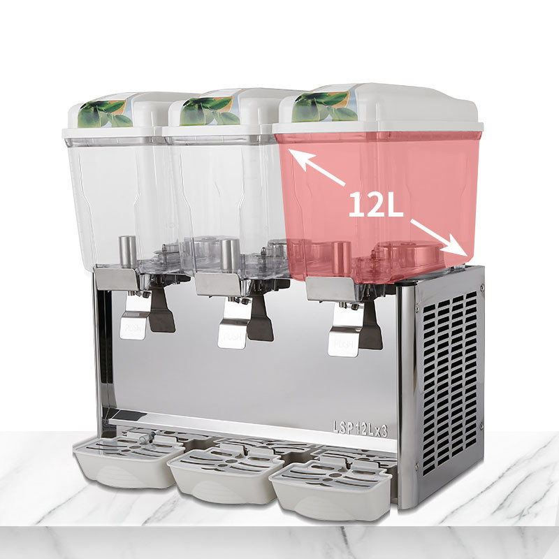 36L Fruit Juice Dispenser MachineL 3 Tanks Stainless Steel Big Volume Jet Spray Juice Machine