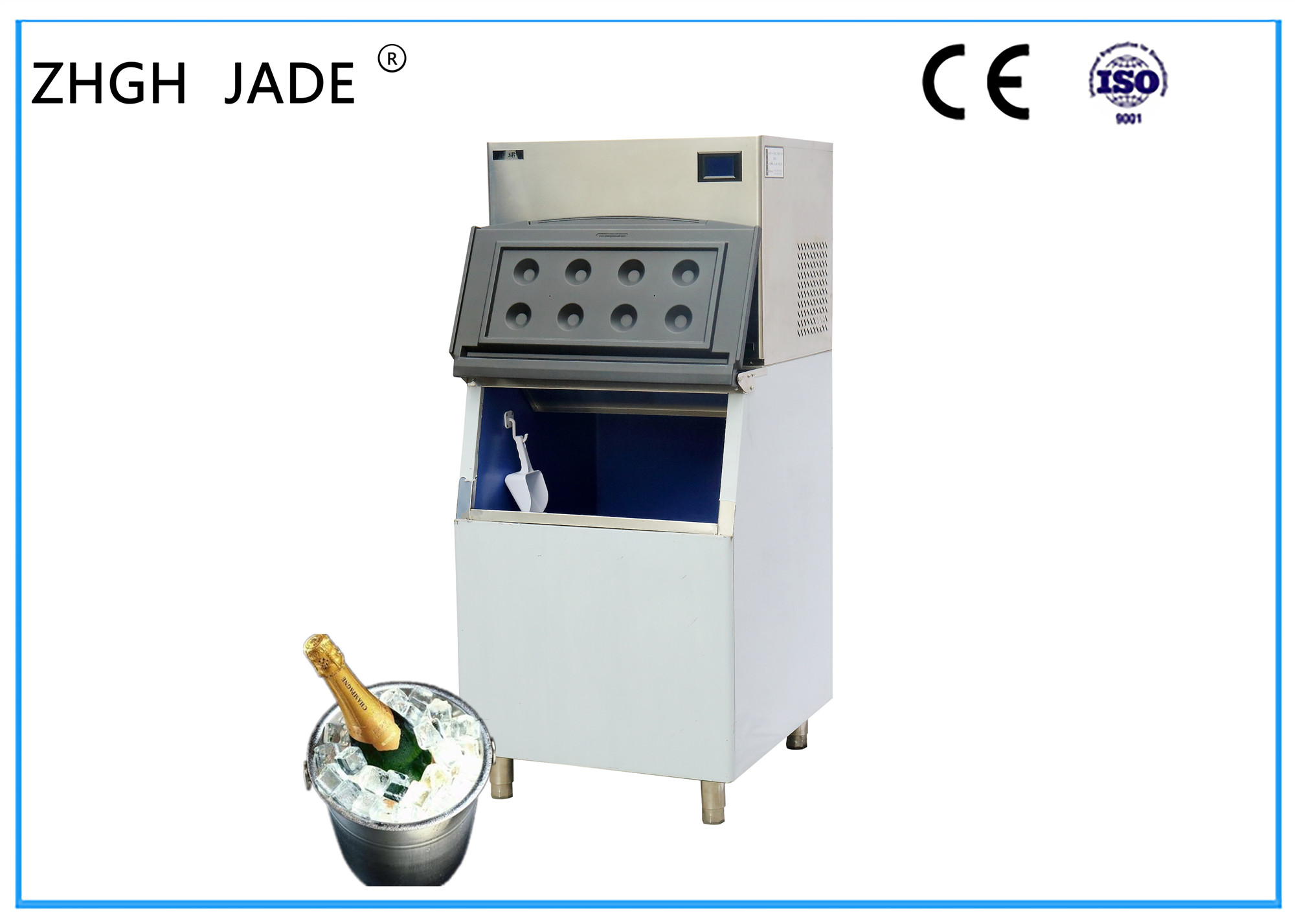 Anti Bacterial Water Cooled Ice Machine Water Flowing Mode SS304 Panel