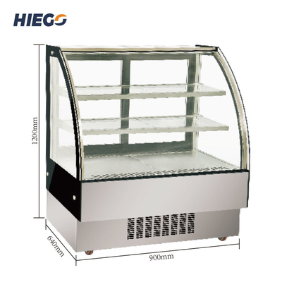 Floor Type Curved Glass Cake Display R600a Counter Pastry Display Chiller