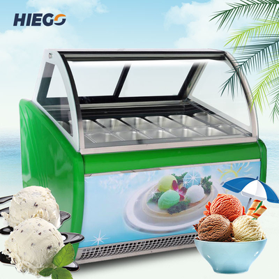 Commercial Countertop Ice Cream Dipping Freezer 16 Pans Gelato Display Case