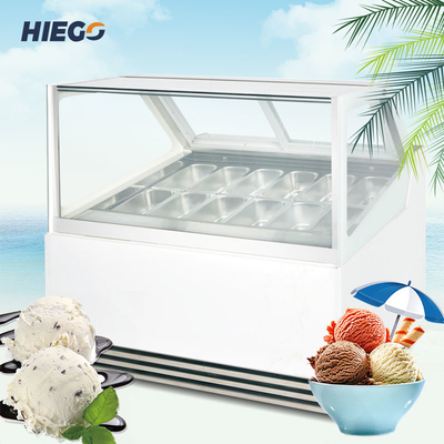 Upright Ice Cream Display Cabinet , Hard Curved Countertop Ice Cream Dipping Cabinet