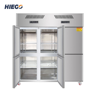 6 Door Stainless Steel Upright Refrigerator R134a 1600L Direct Cooling