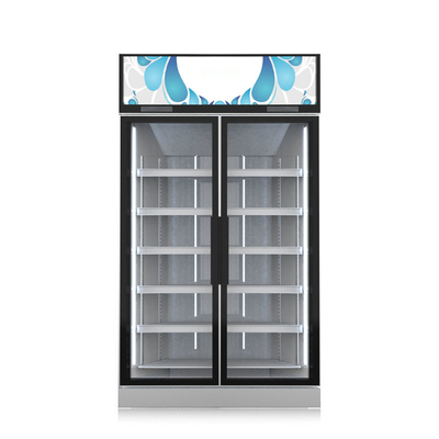 Two Door Upright Cold Drink Showcase Drink Display Chiller For Supermarket