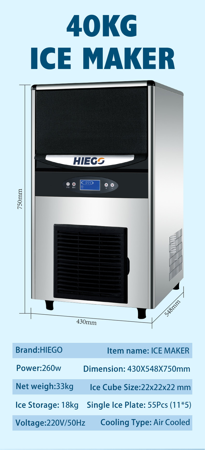 SS Countertop Automatic Ice Machine With Ice Scoop 40Kg / Day 2