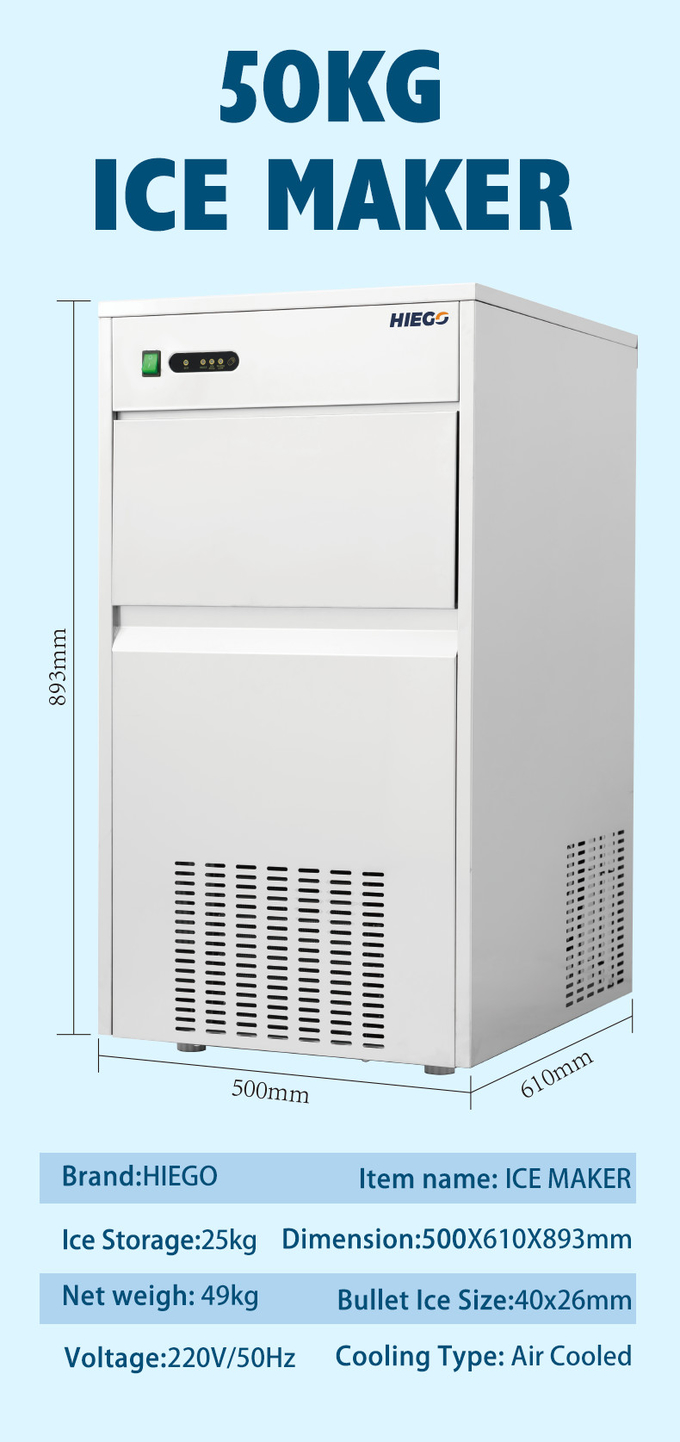 50kg Kitchen Ice Machine Commercial Portable Pellet Ice Machine R134a 7