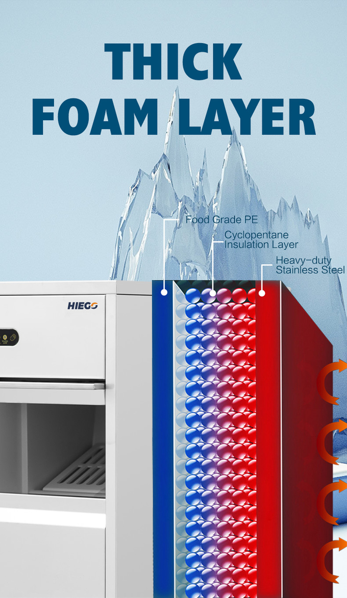50kg Kitchen Ice Machine Commercial Portable Pellet Ice Machine R134a 4