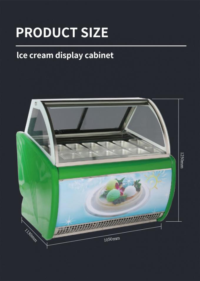 50-60hz Ice Cream Display Cabinet Curved Glass Gelato Display Cabinet 10