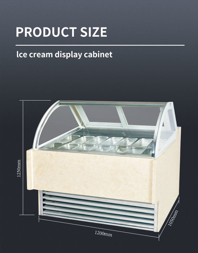 50-60hz Ice Cream Display Cabinet Curved Glass Gelato Display Cabinet 5