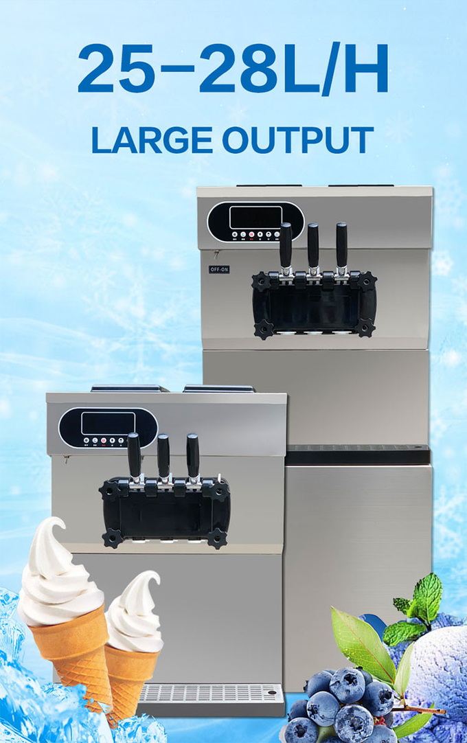 25-28L/H Soft Serve Ice Cream Machine 3 Flavors Maker Machine 1