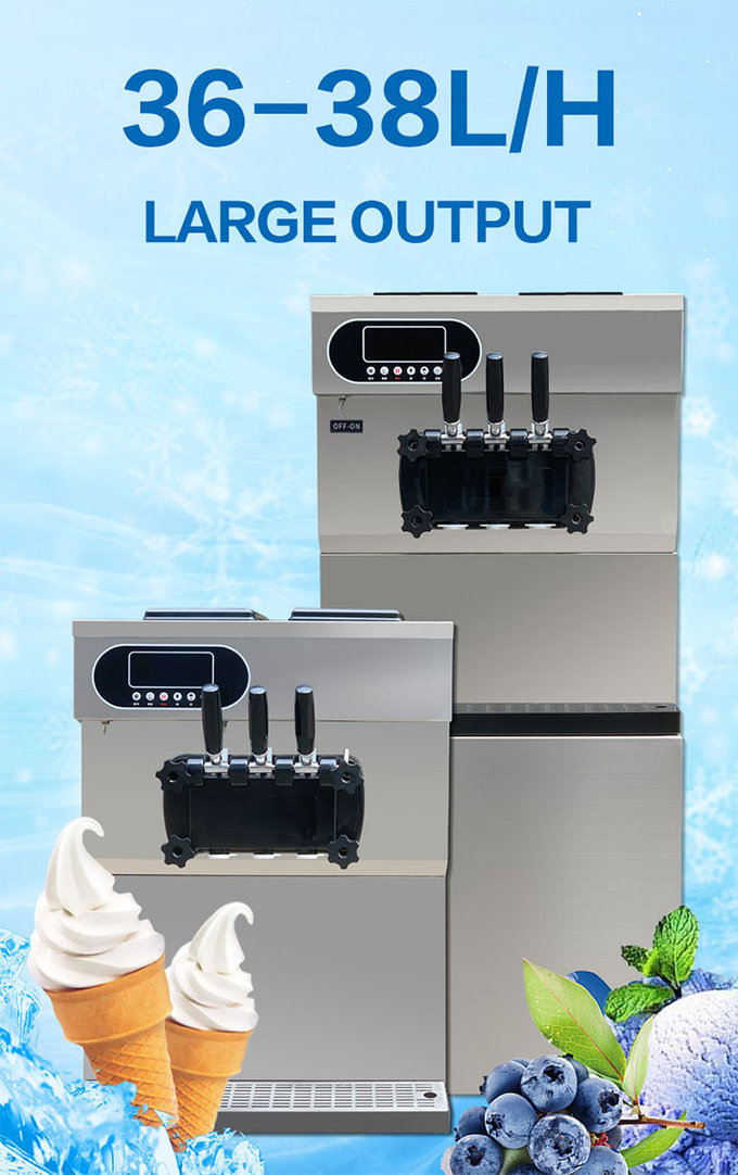 36l Tabletop Commercial Soft Serve Ice Cream Machine 3 Flavor Ice Cream Cone Maker 6