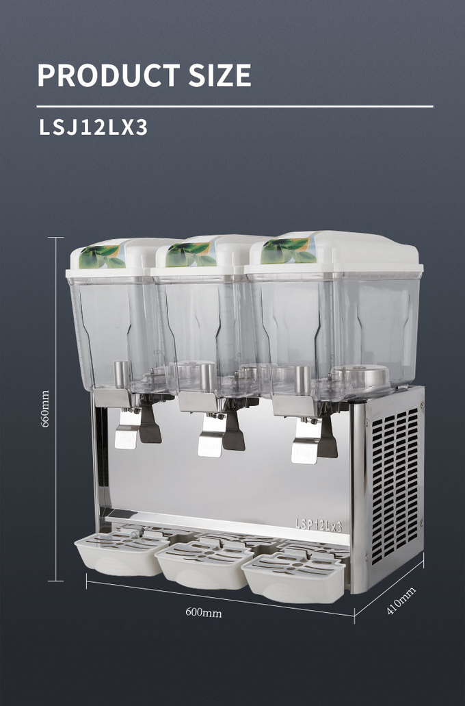 36l 3 Tank Juice Dispenser Stainless Steel Fruit Juice Cooler Machine Portable 0