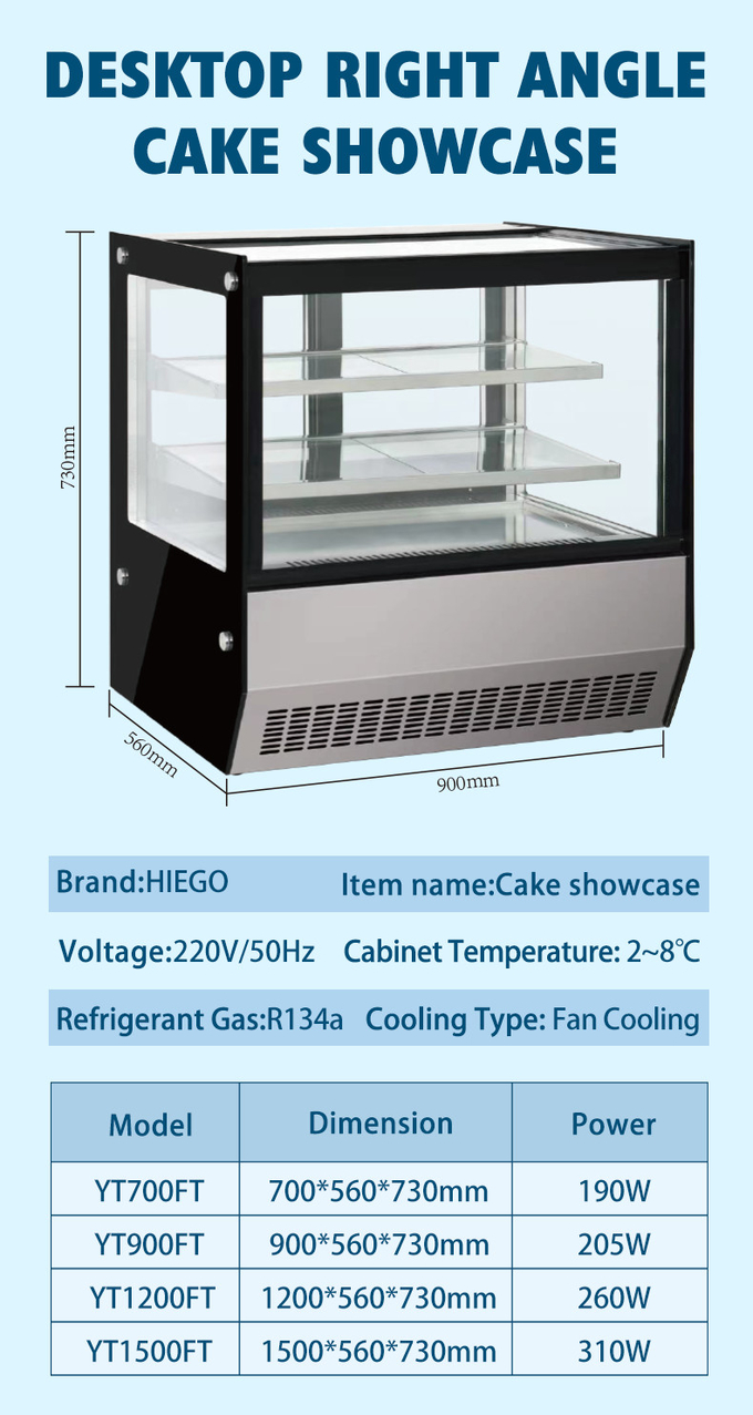 50-60hz Cake Display Showcase Refrigerator Stand Countertop Cake Display Case 0