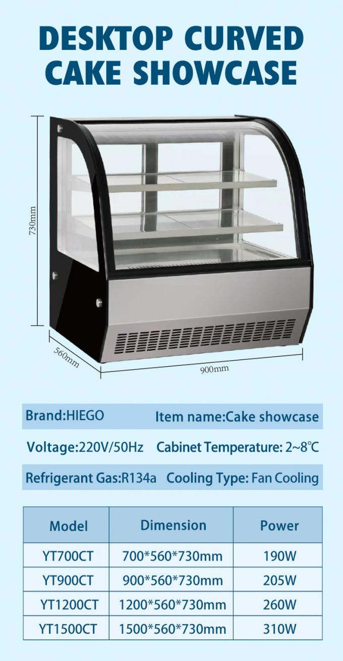 Desktop Counter Bakery Cake Display Showcase Curved Glass Cake Display Case 0