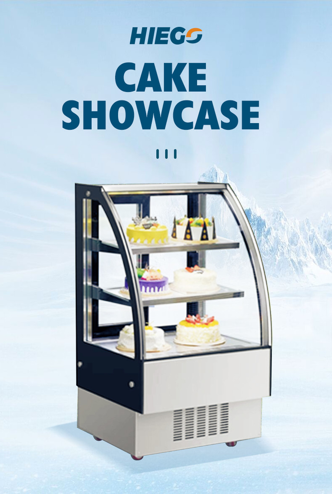 Cake Display Showcase Air Cooling For Supermarket Curved Glass Chiller Cake Showcase 0