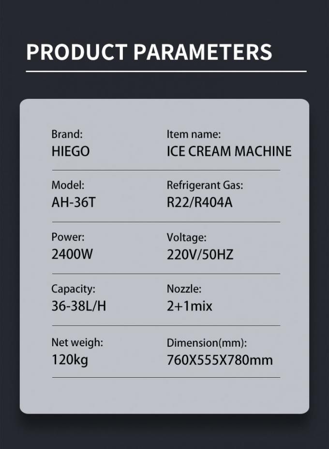 36-38l Commercial Table Top Ice Cream Machine 3 Flavor Commercial Frozen Custard Machine 2