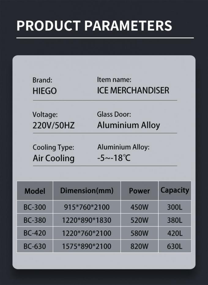 Air Cooling Glass Door Ice Merchandiser Stainless Steel 850l Ice Cream Display Case 5