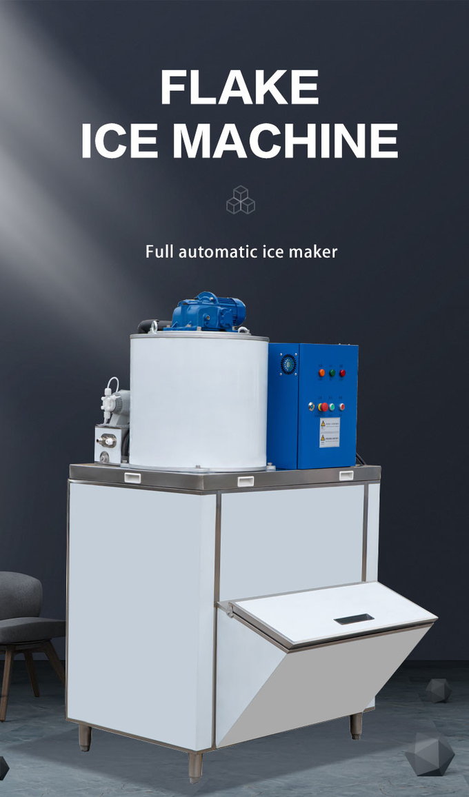 Automatic Flake Ice Machine Commercial 1 Ton/24h Snow Flake Ice Maker For Seafood Fresh Keeping 0