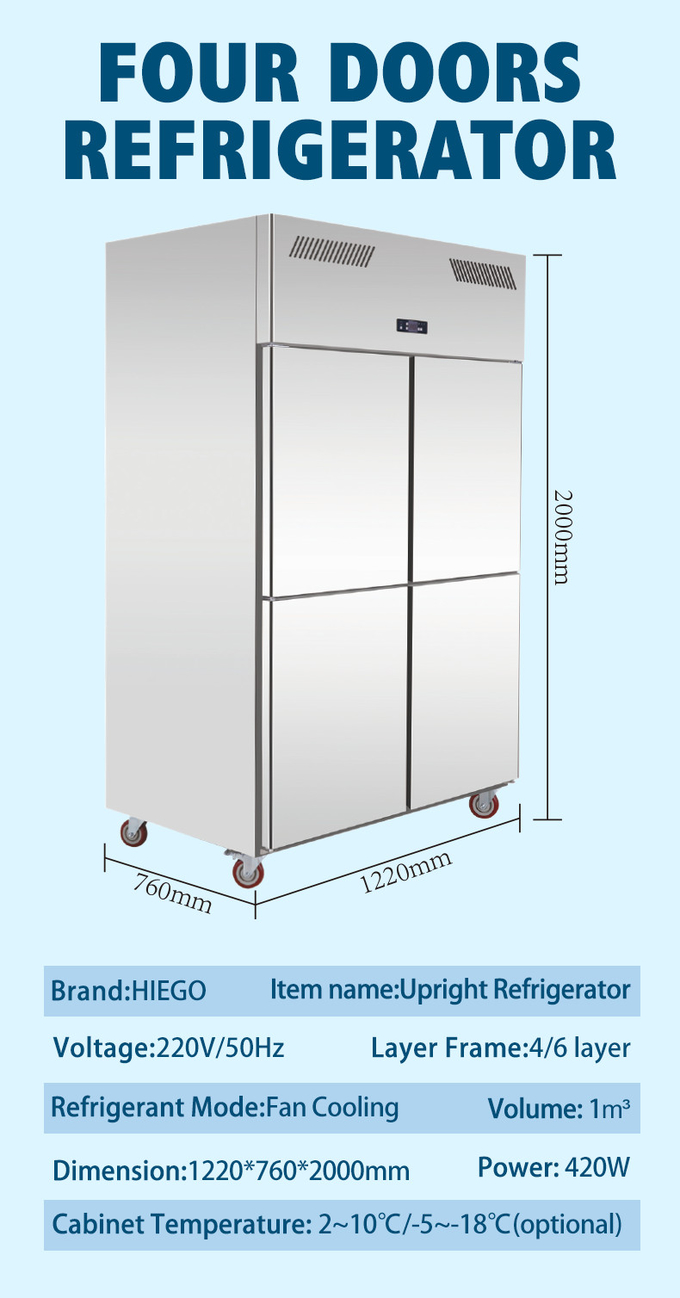 500L Commercial Upright Refrigerator For Hotel Restaurant Kitchen Equipment 9